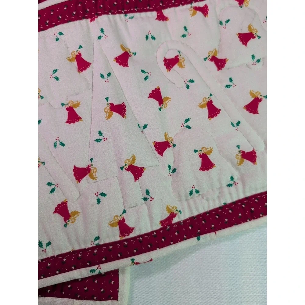Vintage Christmas Handmade‎ Quilt Angel Motif Table Runner And Centerpiece Pads